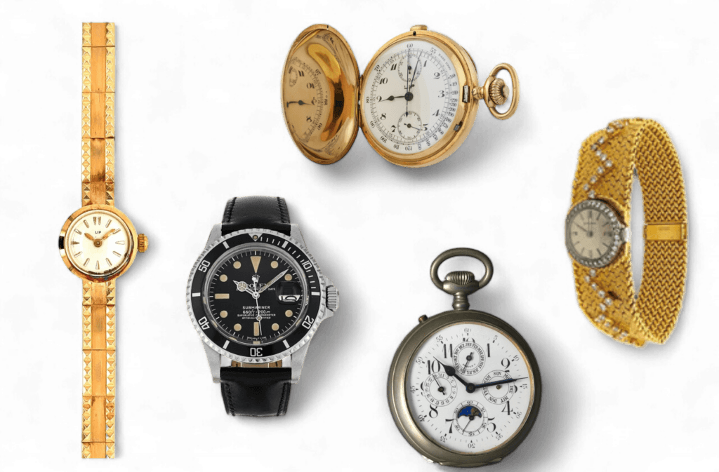Deux montres anciennes : montre-bracelet en or et montre de gousset à cadran émaillé
